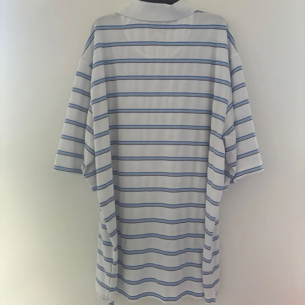 Nicklaus‎ Performance Golf Polo Shirt Men's XL Striped White Blue